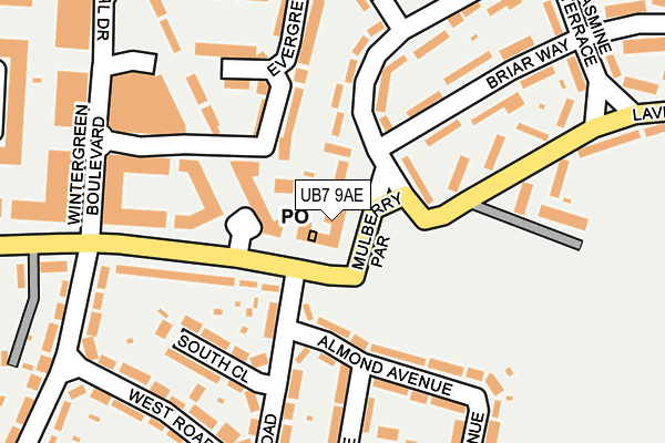 UB7 9AE map - OS OpenMap – Local (Ordnance Survey)
