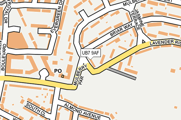UB7 9AF map - OS OpenMap – Local (Ordnance Survey)