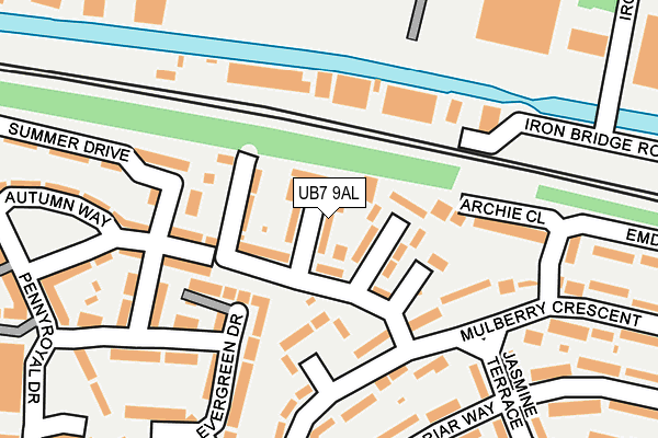 UB7 9AL map - OS OpenMap – Local (Ordnance Survey)