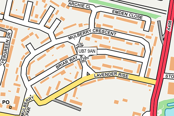 UB7 9AN map - OS OpenMap – Local (Ordnance Survey)