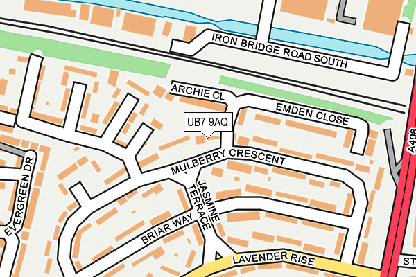 UB7 9AQ map - OS OpenMap – Local (Ordnance Survey)