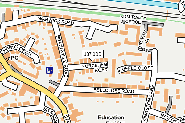 UB7 9DD map - OS OpenMap – Local (Ordnance Survey)