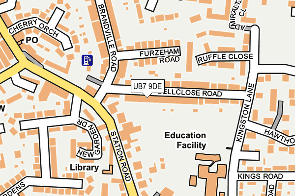 UB7 9DE map - OS OpenMap – Local (Ordnance Survey)