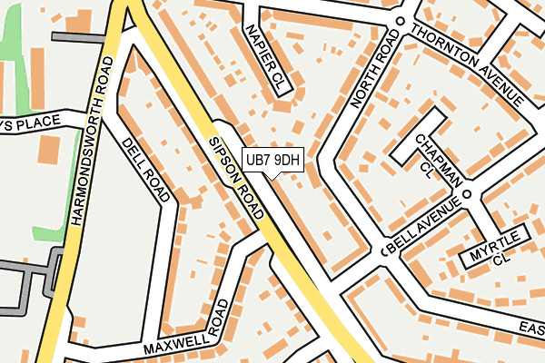 UB7 9DH map - OS OpenMap – Local (Ordnance Survey)