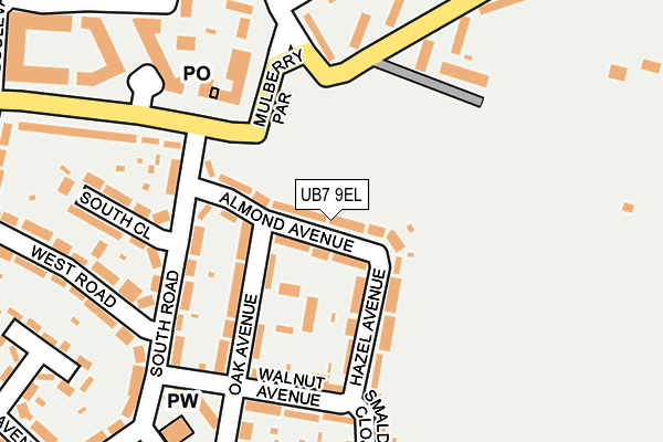UB7 9EL map - OS OpenMap – Local (Ordnance Survey)