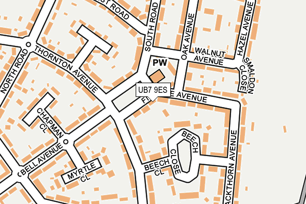 UB7 9ES map - OS OpenMap – Local (Ordnance Survey)