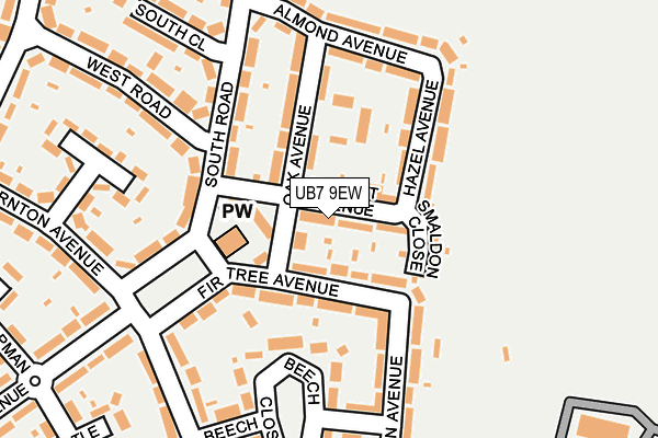 UB7 9EW map - OS OpenMap – Local (Ordnance Survey)
