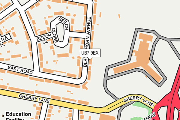 UB7 9EX map - OS OpenMap – Local (Ordnance Survey)