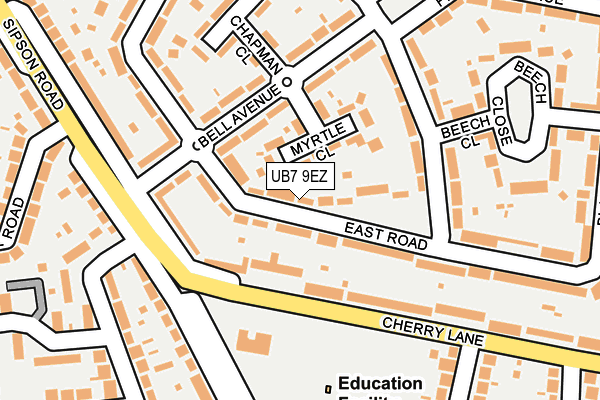 UB7 9EZ map - OS OpenMap – Local (Ordnance Survey)