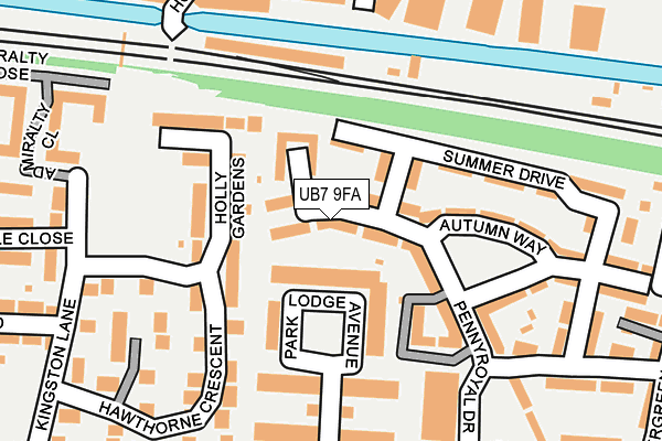 UB7 9FA map - OS OpenMap – Local (Ordnance Survey)