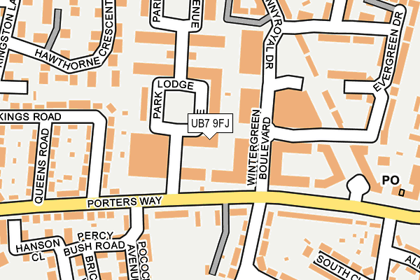 UB7 9FJ map - OS OpenMap – Local (Ordnance Survey)