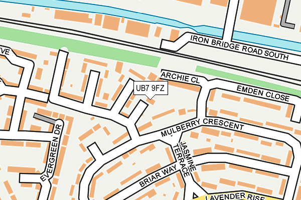 UB7 9FZ map - OS OpenMap – Local (Ordnance Survey)