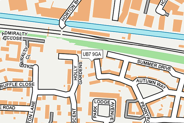 UB7 9GA map - OS OpenMap – Local (Ordnance Survey)