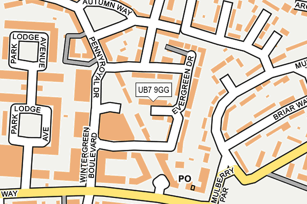 UB7 9GG map - OS OpenMap – Local (Ordnance Survey)