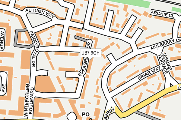 UB7 9GH map - OS OpenMap – Local (Ordnance Survey)