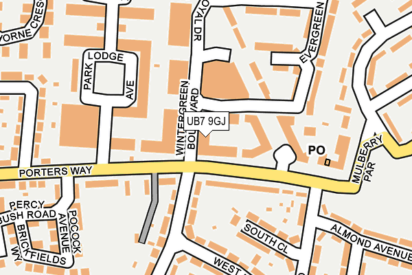 UB7 9GJ map - OS OpenMap – Local (Ordnance Survey)