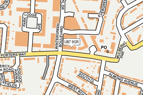 UB7 9GR map - OS OpenMap – Local (Ordnance Survey)