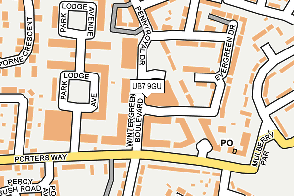 UB7 9GU map - OS OpenMap – Local (Ordnance Survey)