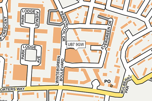 UB7 9GW map - OS OpenMap – Local (Ordnance Survey)