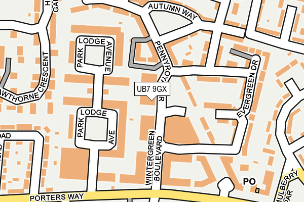 UB7 9GX map - OS OpenMap – Local (Ordnance Survey)