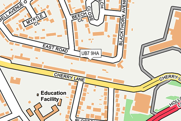 UB7 9HA map - OS OpenMap – Local (Ordnance Survey)