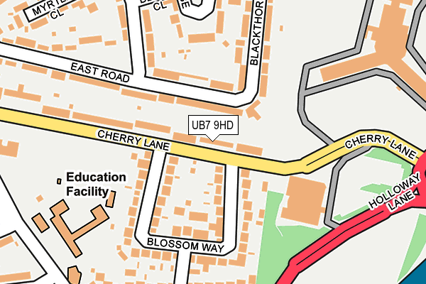 UB7 9HD map - OS OpenMap – Local (Ordnance Survey)