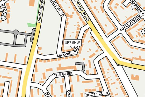 UB7 9HW map - OS OpenMap – Local (Ordnance Survey)