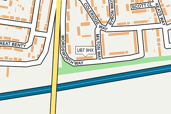UB7 9HX map - OS OpenMap – Local (Ordnance Survey)