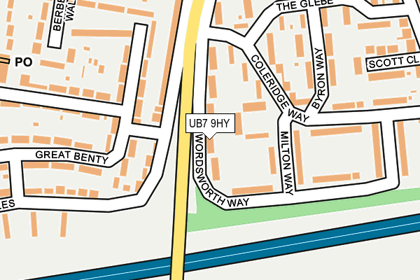 UB7 9HY map - OS OpenMap – Local (Ordnance Survey)
