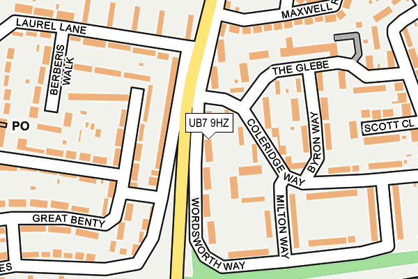 UB7 9HZ map - OS OpenMap – Local (Ordnance Survey)