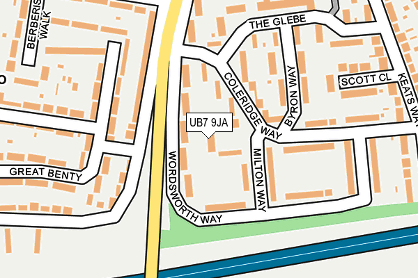 UB7 9JA map - OS OpenMap – Local (Ordnance Survey)