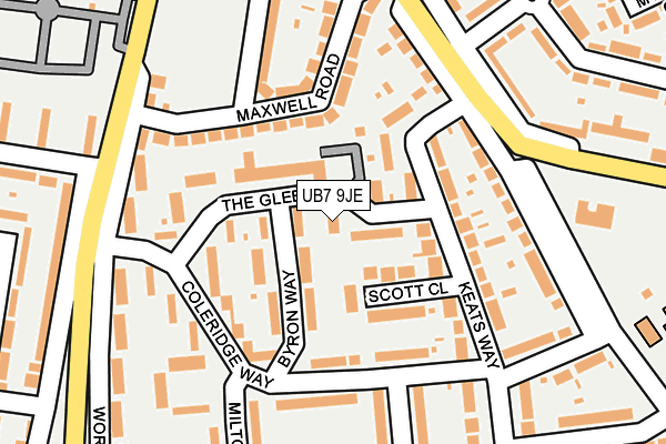 UB7 9JE map - OS OpenMap – Local (Ordnance Survey)