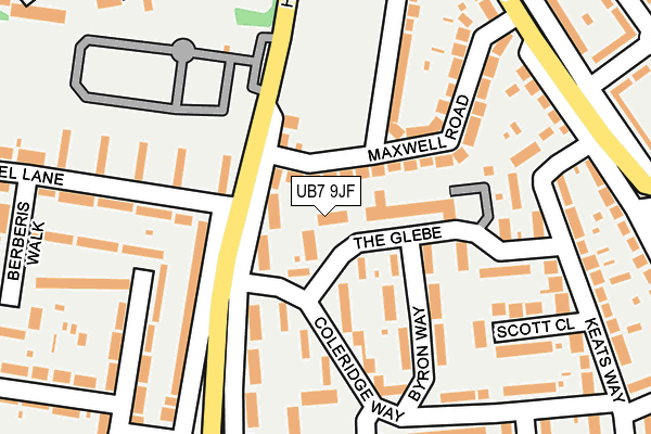 UB7 9JF map - OS OpenMap – Local (Ordnance Survey)