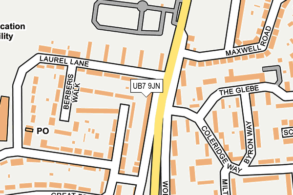 UB7 9JN map - OS OpenMap – Local (Ordnance Survey)