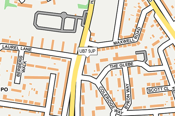 UB7 9JP map - OS OpenMap – Local (Ordnance Survey)