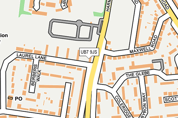 UB7 9JS map - OS OpenMap – Local (Ordnance Survey)