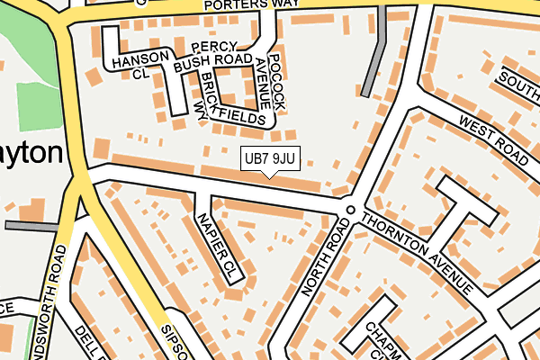 UB7 9JU map - OS OpenMap – Local (Ordnance Survey)