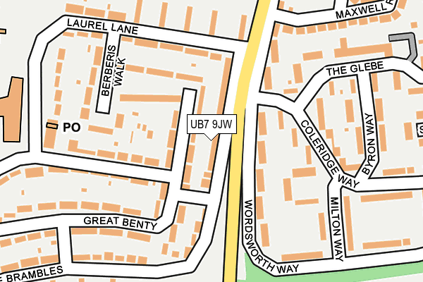 UB7 9JW map - OS OpenMap – Local (Ordnance Survey)