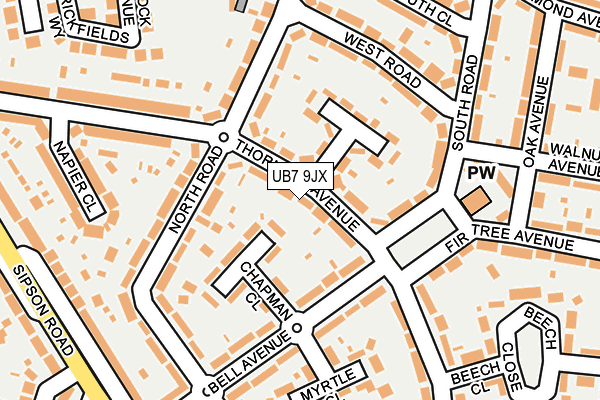 UB7 9JX map - OS OpenMap – Local (Ordnance Survey)