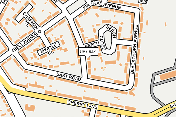 UB7 9JZ map - OS OpenMap – Local (Ordnance Survey)