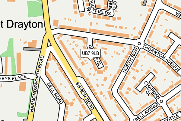 UB7 9LB map - OS OpenMap – Local (Ordnance Survey)