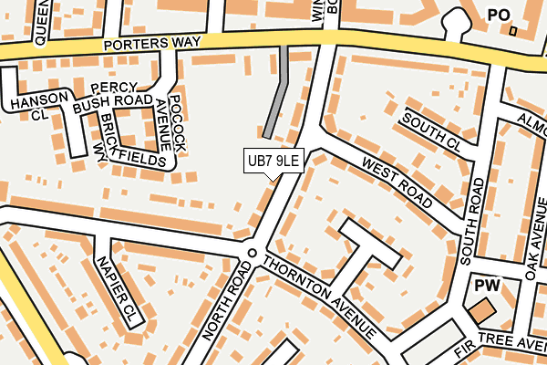 UB7 9LE map - OS OpenMap – Local (Ordnance Survey)