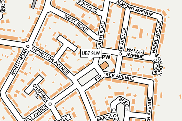 UB7 9LW map - OS OpenMap – Local (Ordnance Survey)