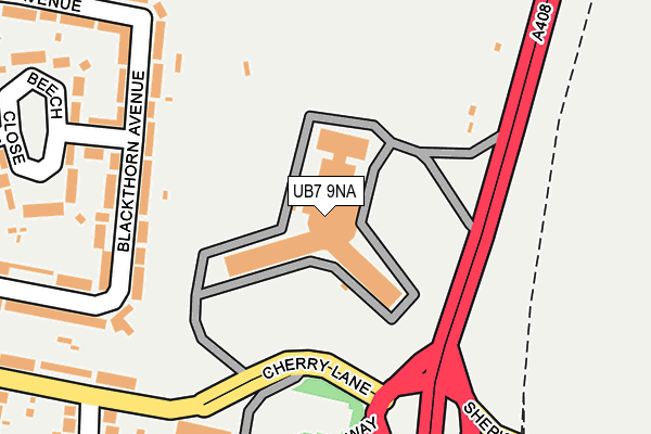 UB7 9NA map - OS OpenMap – Local (Ordnance Survey)