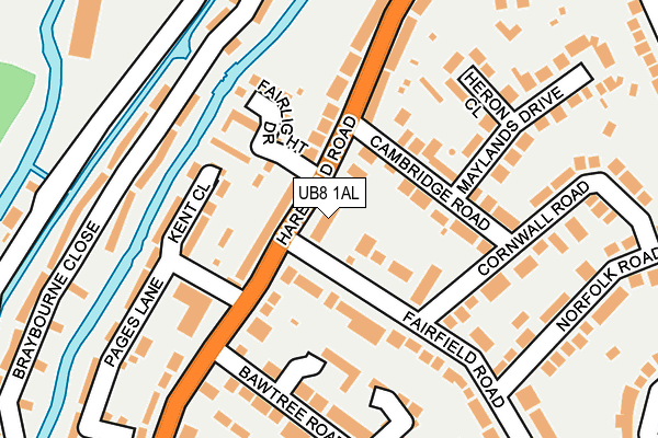 UB8 1AL map - OS OpenMap – Local (Ordnance Survey)