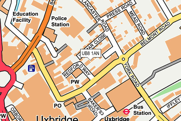 UB8 1AN map - OS OpenMap – Local (Ordnance Survey)