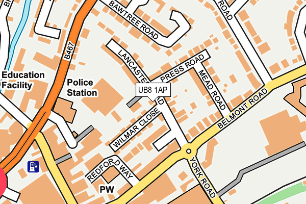 UB8 1AP map - OS OpenMap – Local (Ordnance Survey)