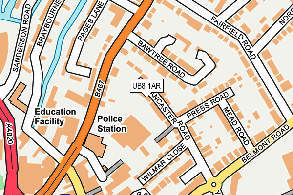 UB8 1AR map - OS OpenMap – Local (Ordnance Survey)