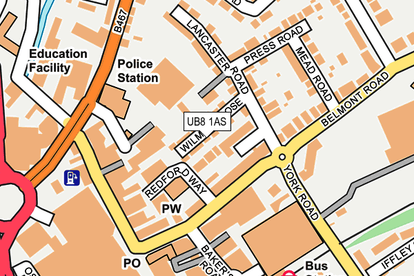 UB8 1AS map - OS OpenMap – Local (Ordnance Survey)