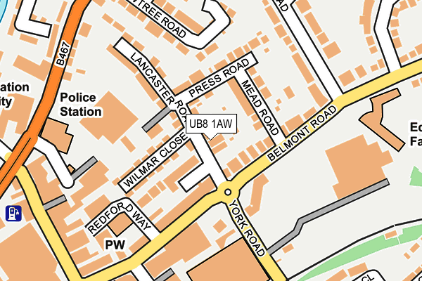 UB8 1AW map - OS OpenMap – Local (Ordnance Survey)